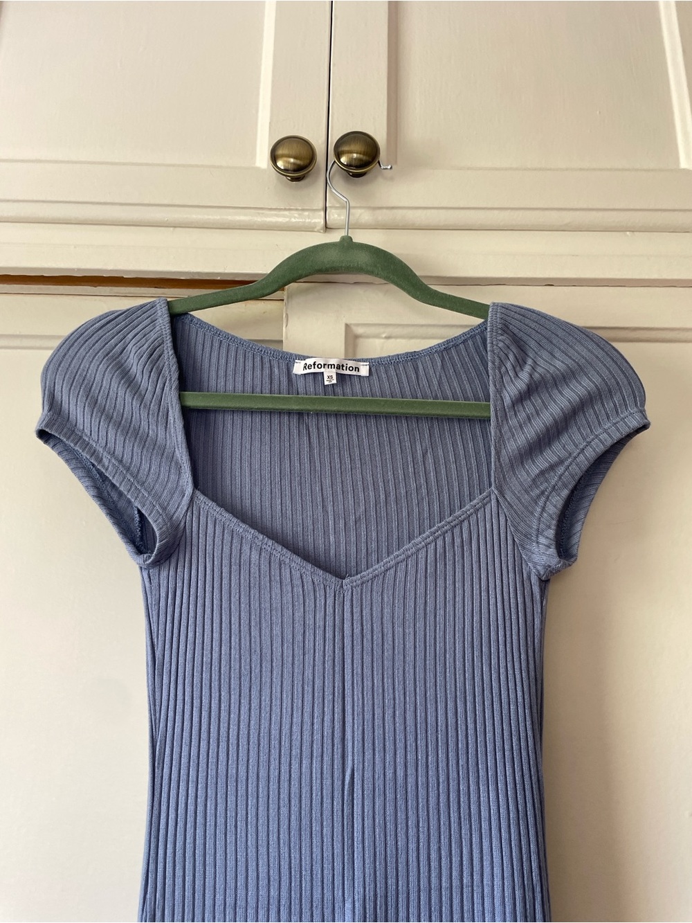 Periwinkle Blue Reformation ribbed minidress - Picture 3 of 9
